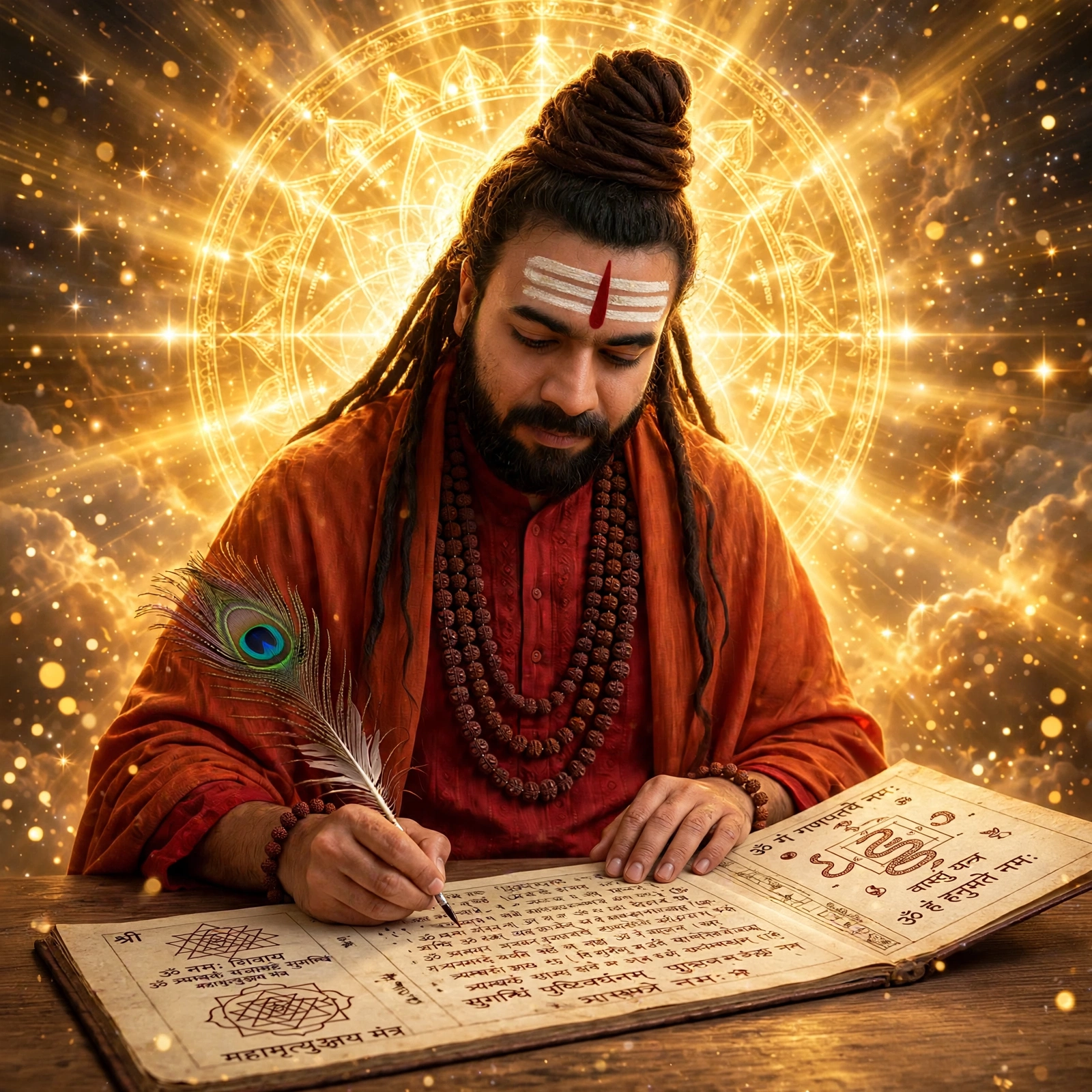Vedic Astrologer Kaaldarshan reading sacred yantras